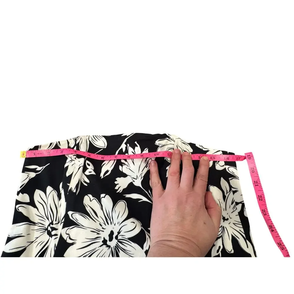 White House Black Market Dress Size 12 Black White Floral Midi A-Line Classic - Picture 7 of 10